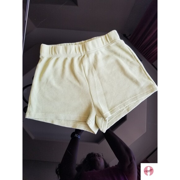 SHIEN Light Green Waffle short & crop top - Picture 2 of 6